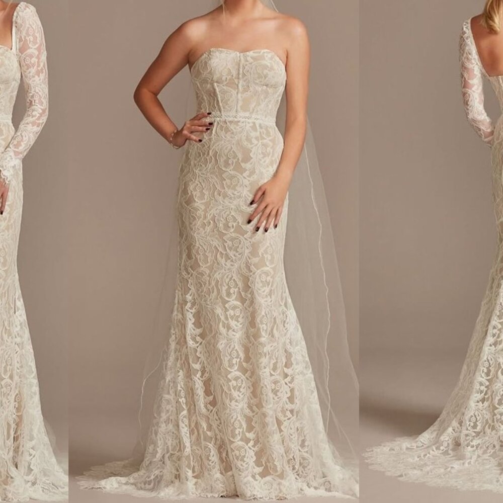 NWT Size 6 Sheath Wedding Dress; Vestido de novia tubo NWT talla 6